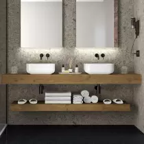 Plan de toilette COMPAKT P.46 pour 2 vasques L. sur-mesure 200.1-250cm Havana - SALGAR Réf. 84063