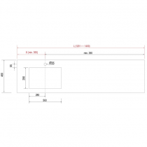 Plan de toilette COMPAKT P.46 vasque 56cm intégrée L. sur-mesure 120.1-140cm Ciment - SALGAR Réf. 83395