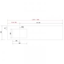 Plan de toilette COMPAKT P.46 vasque 56cm intégrée L. sur-mesure 160.1-180cm Ciment  - SALGAR Réf. 83397