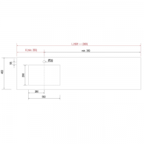 Plan de toilette COMPAKT P.46 vasque 56cm intégrée L. sur-mesure 180.1-200cm Chêne africain - SALGAR Réf. 83293