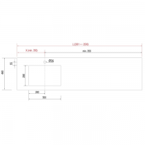 	Plan de toilette COMPAKT P.46 vasque 56cm intégrée L. sur-mesure 200.1-250cm Ciment - SALGAR Réf. 83399