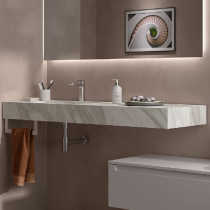 Plan de toilette COMPAKT P.46 vasque 56cm intégrée L. sur-mesure 70-80cm Marbre blanc - SALGAR Réf. 83340