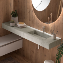 Plan de toilette COMPAKT P.46 vasque 56cm intégrée L. sur-mesure 80.1-100cm Ciment - SALGAR Réf. 83393