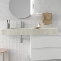 Plan de toilette COMPAKT P.46 vasque 56cm intégrée L. sur-mesure 80.1-100cm Ciment - SALGAR Réf. 83393