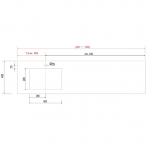 Plan de toilette COMPAKT P.46 vasque 56cm intégrée L. sur-mesure 80.1-100cm Havana - SALGAR Réf. 84097