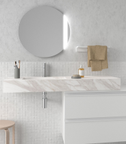 Plan de toilette COMPAKT P.460 L. sur-mesure 1001-1200 mm Marbre blanc - SALGAR Réf. 25428