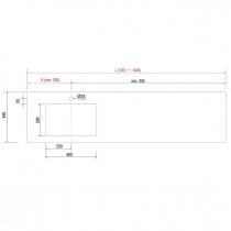 Plan de toilette COMPAKT P.460 L. sur-mesure 1201-1400 mm Ciment - SALGAR Réf. 25596