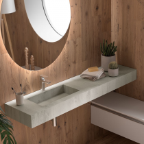 Plan de toilette COMPAKT P.460 L. sur-mesure 1401-1600 mm Ciment - SALGAR Réf. 25597