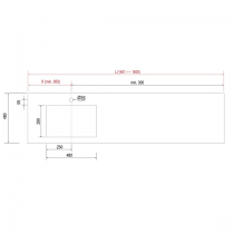 Plan de toilette COMPAKT P.460 L. sur-mesure 1401-1600 mm Graphite pierre - SALGAR Réf. 103188