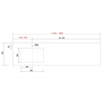 Plan de toilette COMPAKT P.460 L. sur-mesure 1801-2000 mm Ciment - SALGAR Réf. 25599