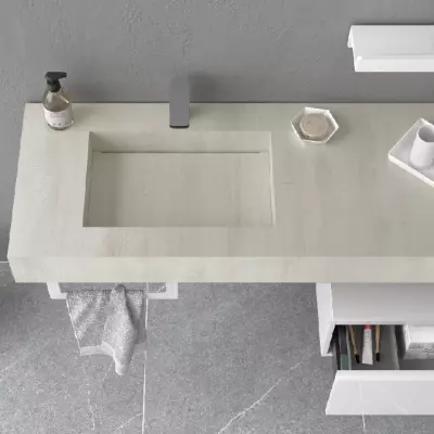 Plan de toilette COMPAKT P.460 L. sur-mesure 2001-2500 mm Ciment - SALGAR R�f. 25600