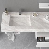 Plan de toilette COMPAKT P.460 L. sur-mesure 600-800 mm Marbre blanc - SALGAR Réf. 25426