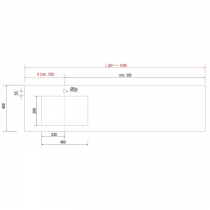 Plan de toilette COMPAKT P.460 L. sur-mesure 801-1000 mm Graphite pierre - SALGAR Réf. 103185