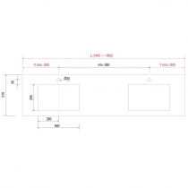 Plan de toilette COMPAKT P.51 2 vasques 56cm intégrées L. sur-mesure 140.1-160cm Havane - SALGAR Réf. 84118