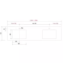 Plan de toilette COMPAKT P.51 2 vasques 56cm intégrées L. sur-mesure 200.1-250cm Chêne africain - SALGAR Réf. 83313