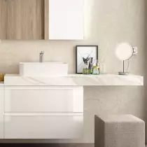 Plan de toilette COMPAKT P.51 L. sur-mesure 120.1-140cm Marbre blanc- SALGAR Réf. 26087