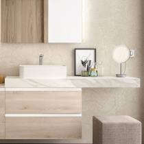 Plan de toilette COMPAKT P.51 L. sur-mesure 160.1-180cm Marbre blanc - SALGAR Réf. 26090