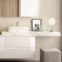 Plan de toilette COMPAKT P.51 L. sur-mesure 160.1-180cm Marbre blanc - SALGAR Réf. 26090