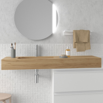 Plan de toilette COMPAKT P.51 vasque 56cm intégrée L. sur-mesure 100.1-120cm Chêne africain - SALGAR Réf. 83302