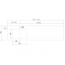 Plan de toilette COMPAKT P.51 vasque 56cm intégrée L. sur-mesure 100.1-120cm Ciment - SALGAR Réf. 83407