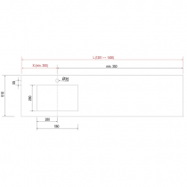 Plan de toilette COMPAKT P.51 vasque 56cm intégrée L. sur-mesure 120.1-140cm Ciment - SALGAR Réf. 83408