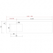 Plan de toilette COMPAKT P.51 vasque 56cm intégrée L. sur-mesure 140.1-160cm Marbre blanc - SALGAR Réf. 83357