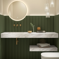 Plan de toilette COMPAKT P.51 vasque 56cm intégrée L. sur-mesure 160.1-180cm Marbre blanc - SALGAR Réf. 83358