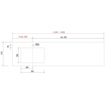 Plan de toilette COMPAKT P.51 vasque 56cm intégrée L. sur-mesure 180.1-200cm Ciment - SALGAR Réf. 83411