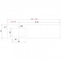 Plan de toilette COMPAKT P.51 vasque 56cm intégrée L. sur-mesure 200.1-250cm Ciment - SALGAR Réf. 83412