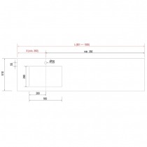 Plan de toilette COMPAKT P.51 vasque 56cm intégrée L. sur-mesure 80.1-100cm Ciment - SALGAR Réf. 83406