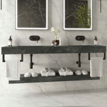 Plan de toilette COMPAKT vasque double intégrée P.460 L. sur-mesure 2001-2500mm Graphite pierre - SALGAR Réf. 103196