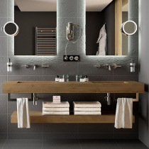 Plan de toilette COMPAKT vasque double intégrée P.460 L. sur-mesure 2001-2500mm Havana - SALGAR Réf. 83984