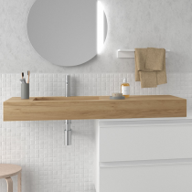 Plan de toilette COMPAKT vasque intégrée P.51 L. sur-mesure 100.1-120cm Chêne africain - SALGAR Réf. 25454