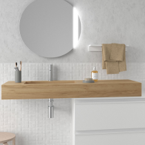 Plan de toilette COMPAKT vasque intégrée P.56 L. sur-mesure 80.1-100cm Chêne africain - SALGAR Réf. 83288