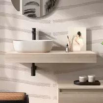 Plan de toilette DOMUS 90cm pour vasque à poser Chêne naturel - SALGAR Réf. 113883