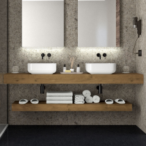 Plan de toilette pour 2 vasques COMPAKT P.51 L. sur-mesure 140.1-160cm Havana - SALGAR Réf. 84073