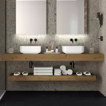 Plan de toilette pour 2 vasques COMPAKT P.51 L. sur-mesure 180.1-200cm Havana - SALGAR Réf. 84075