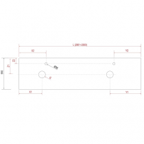 Plan de toilette pour 2 vasques COMPAKT P.51 L. sur-mesure 200.1-250cm Ciment - SALGAR Réf. 26125