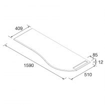 Plan de toilette Solid surface Ardoise noire avec porte-serviette droite pour meuble MAM 150cm - SALGAR Réf. 96762