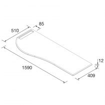 Plan de toilette Solid surface Ardoise noire avec porte-serviette gauche pour meuble MAM 150cm - SALGAR Réf. 96