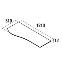 Plan de toilette Solid surface Ardoise noire pour meuble MAM 120cm pour vasque à gauche - SALGAR Réf. 96746