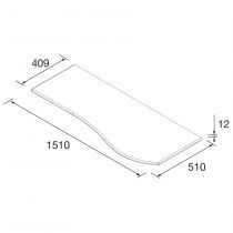 Plan de toilette Solid surface Ardoise noire pour meuble MAM 150cm pour vasque à droite - SALGAR Réf. 96750