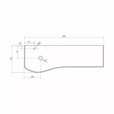 Plan de toilette Solid surface Ardoise noire pour meuble MAM 150cm pour vasque � gauche - SALGAR R�f. 96747