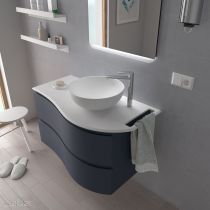 Plan de toilette Solid surface Blanc mat avec porte-serviette droite pour meuble MAM 90cm - SALGAR Réf. 85968