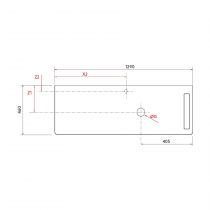 Plan de toilette UNIIQ 1290 perçage et porte-serviettes en option (droite) Ardoise noire - SALGAR Réf. 103169