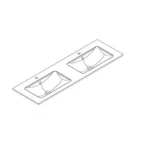 Plan double vasque ASTRAL Solid Surface L150 2 trous de robinet - DECOTE R&eacute;f. 1799161