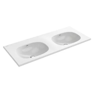 Plan double vasque c�ramique 121cm sans trou de robinet Blanc brillant - JACOB DELAFON R�f. EXBZ102-Z-00