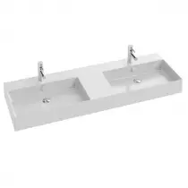 Plan double vasque c&eacute;ramique 141cm perc&eacute; 2 trous de robinet Blanc brillant - Jacob Delafon R&eacute;f. EXX112-00