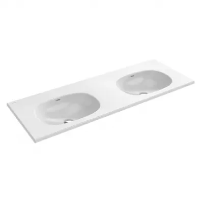 Plan double vasque c�ramique 141cm sans trou de robinet Blanc brillant - JACOB DELAFON R�f. EXBY102-Z-00