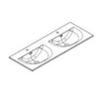 Plan double vasque Céramique STELLARIS L121 Blanc brillant - DECOTEC Réf.1798141